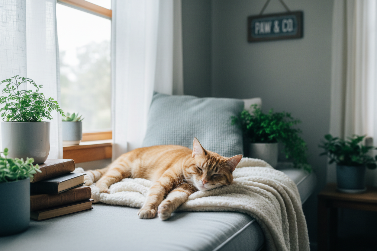 Relaxing cat banner